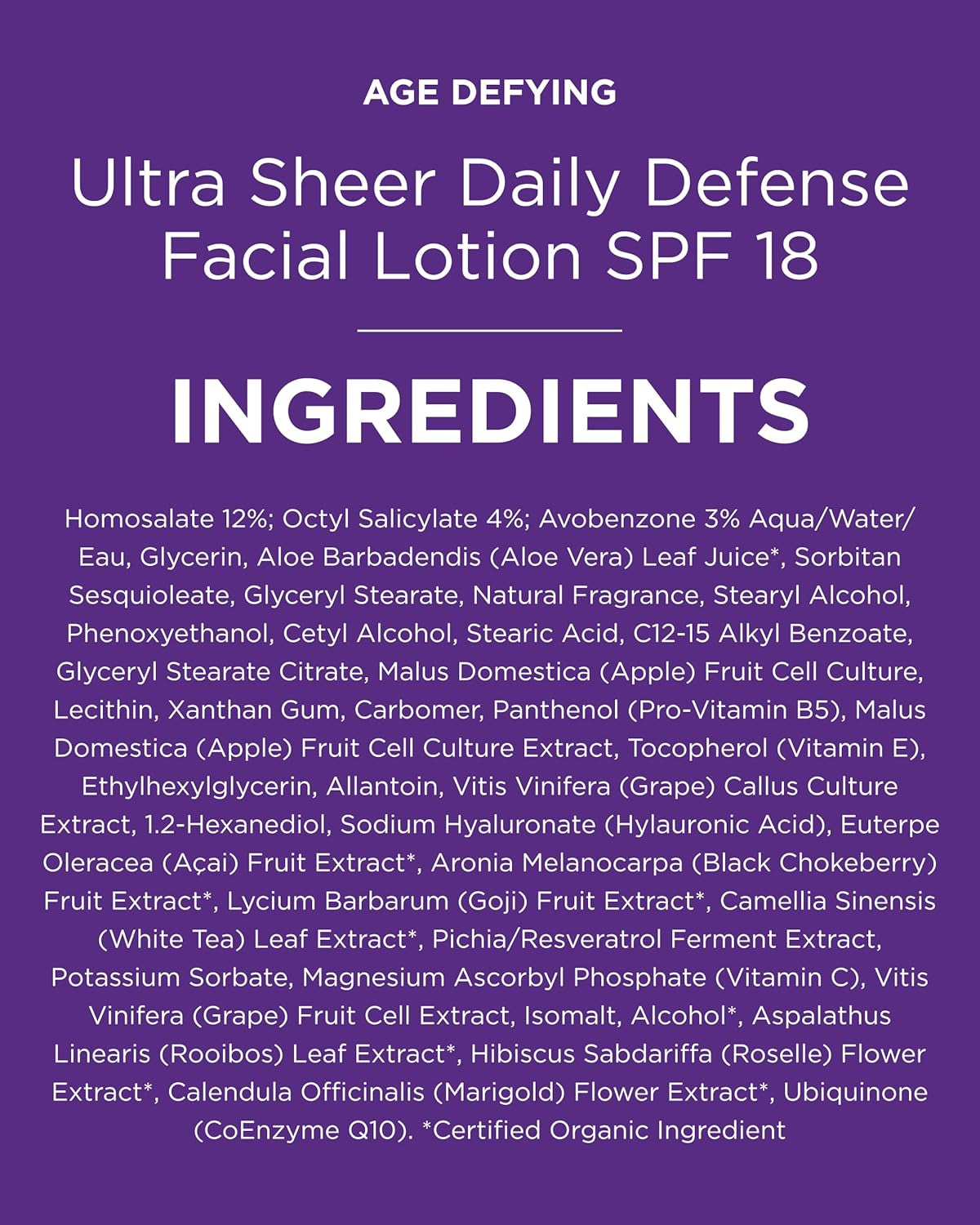 Ultra Sheer Daily Defence Facial Lotion with SPF 18 80 Ml