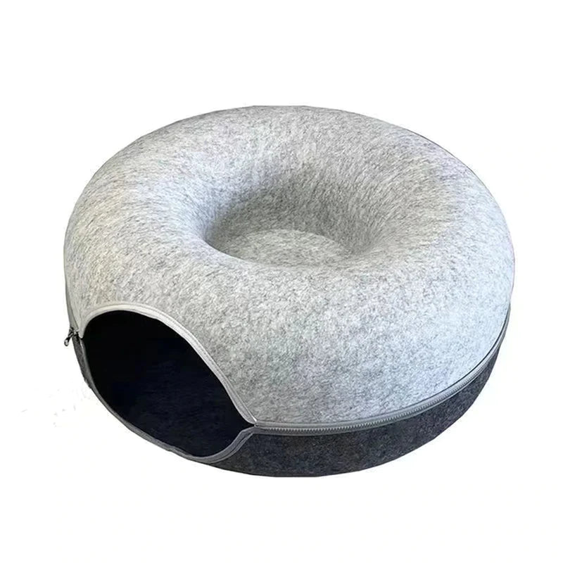 Donut Cat Bed & Tunnel – Dual-Use Interactive Toy for Kittens, Indoor Play & Training