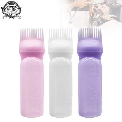 Salon Hair Oil & Dye Applicator Bottle with Comb – 3 Color Professional Tool