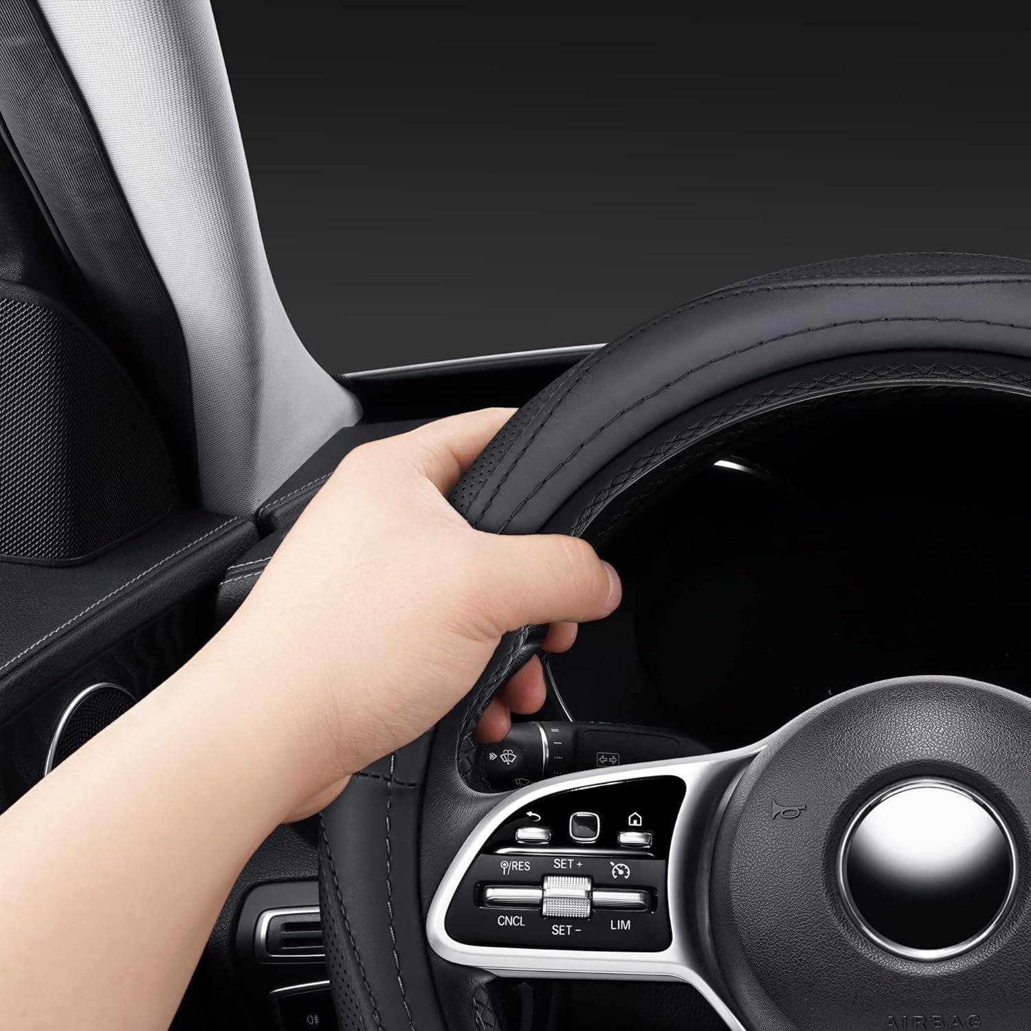 Microfiber Leather 15" Universal Fit Car Steering Wheel Cover