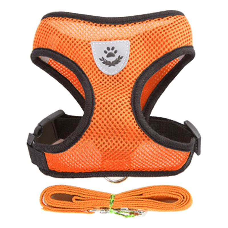Adjustable Cat & Dog Harness Vest – Mesh Walking Leash for Small to Medium Pets
