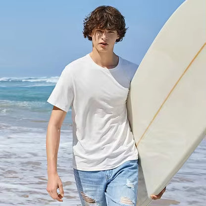 Men’s Summer Cotton Tees – Stretch Fit O-Neck Casual Streetwear