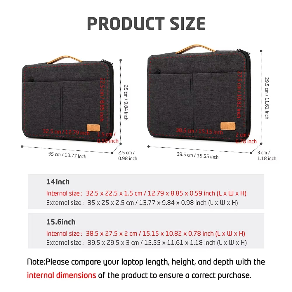 Laptop Sleeve Bag 14 Notebook Pouch for Macbook, HP, Dell, Acer (15.6 Inch)