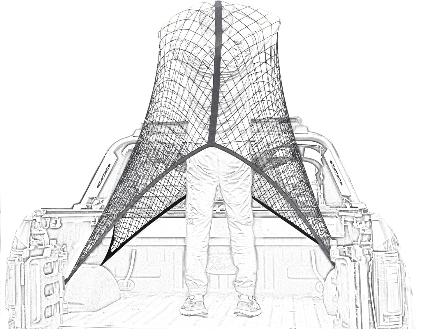 Highly Elastic Cargo Net, Simple Truck Bed Cargo Mesh Organizer, Suitable for Daily Light Loads of Trucks, 4'X4' Stretches to 7'X7' (Single Layer)