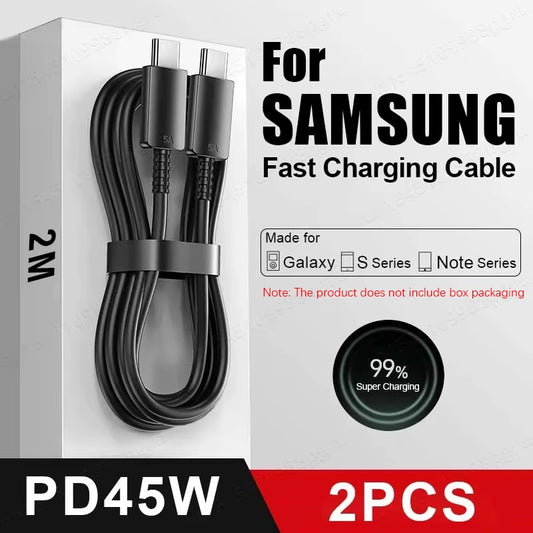 2PCS 45W PD USB-C Cable – Fast Charging & Data Cable for Samsung Galaxy S & Note Series