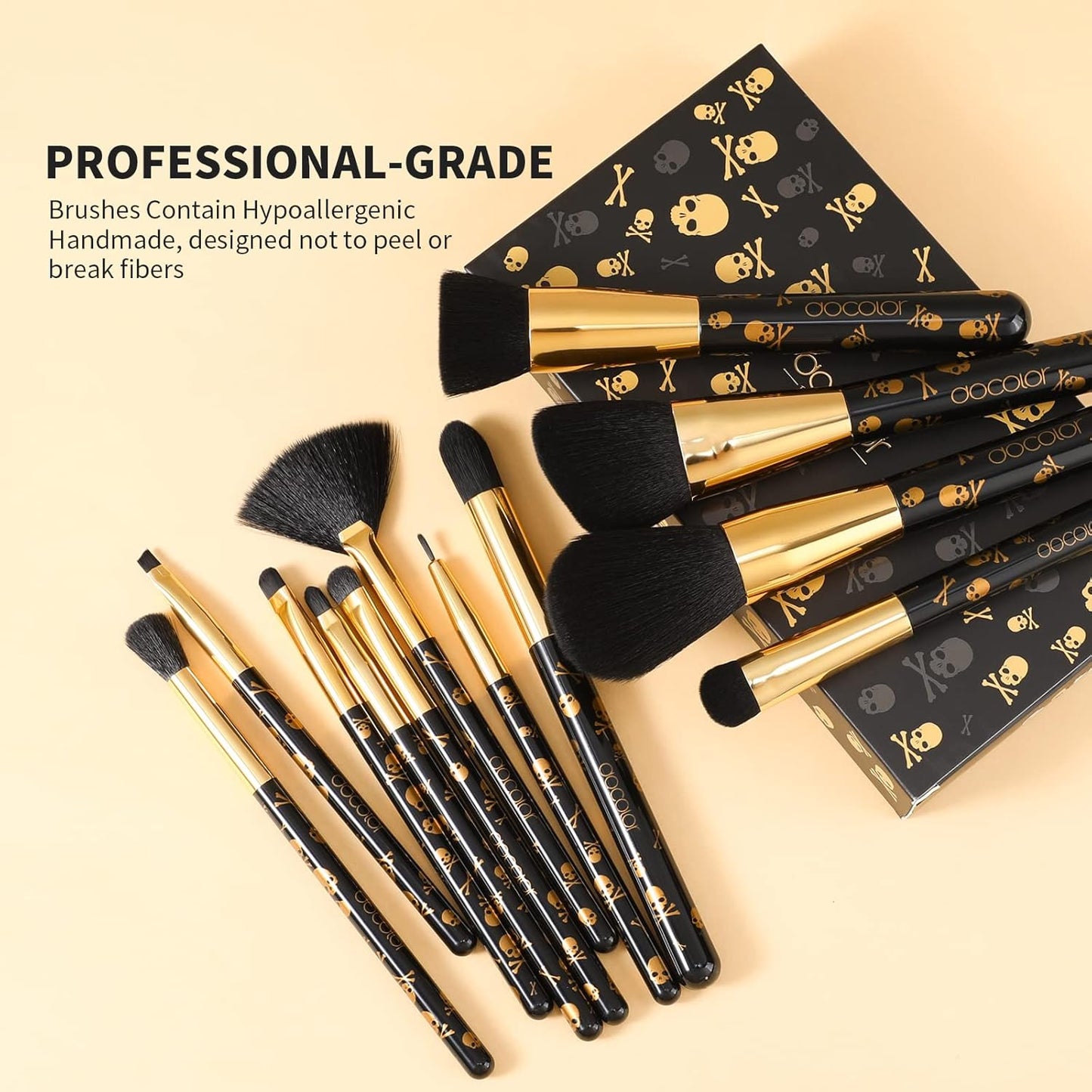 Skull Print Makeup Brush Set (12Pcs) 