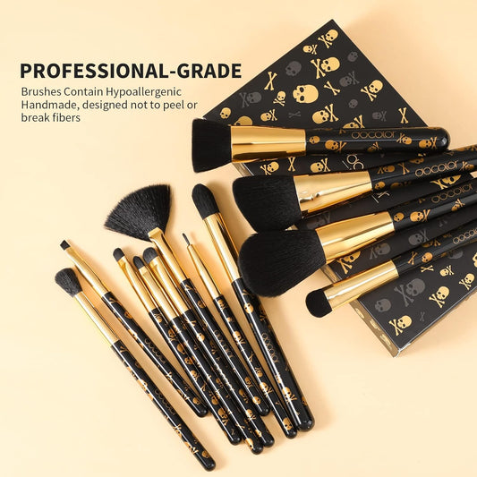 Skull Print Makeup Brush Set (12Pcs) 