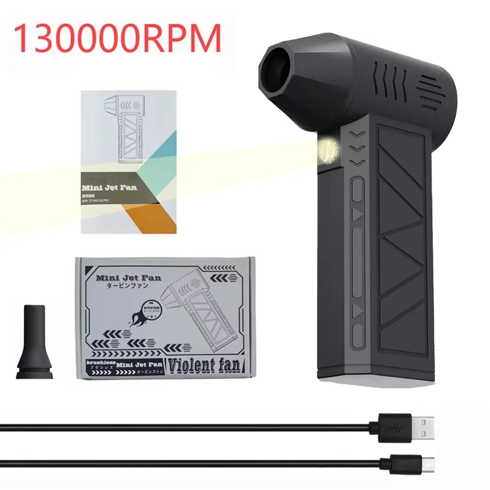 High-Power Mini Turbo Jet Fan Air Duster – 130,000RPM, 52m/s Adjustable Speed Cleaning Blower