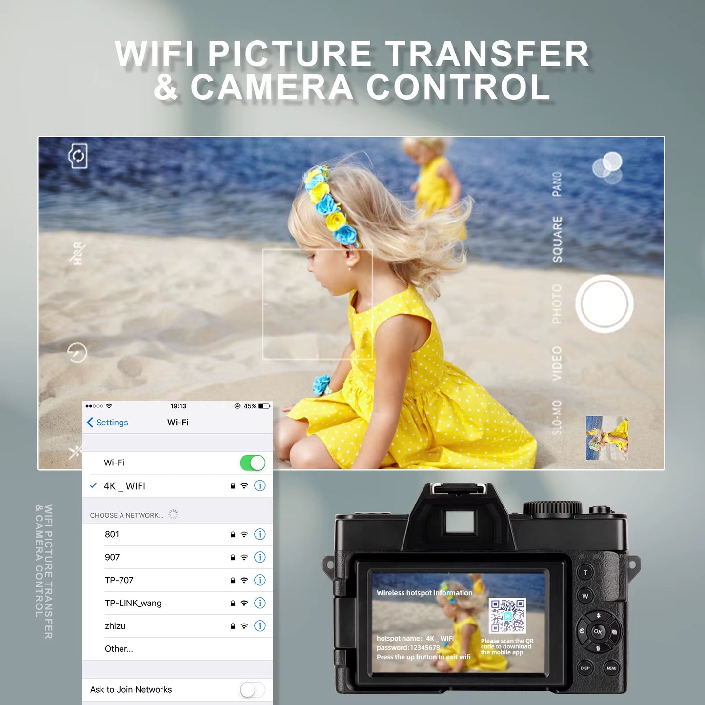 4K Digital Camera with Flip Screen – 48MP Selfie Vlogging Camcorder, WiFi, Macro Lens, 16X Zoom