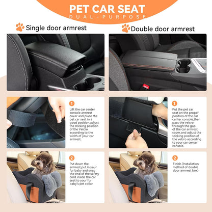 Dog Car Seat for Small Dogs – Center Console Pet Booster Seat, Dark Gray