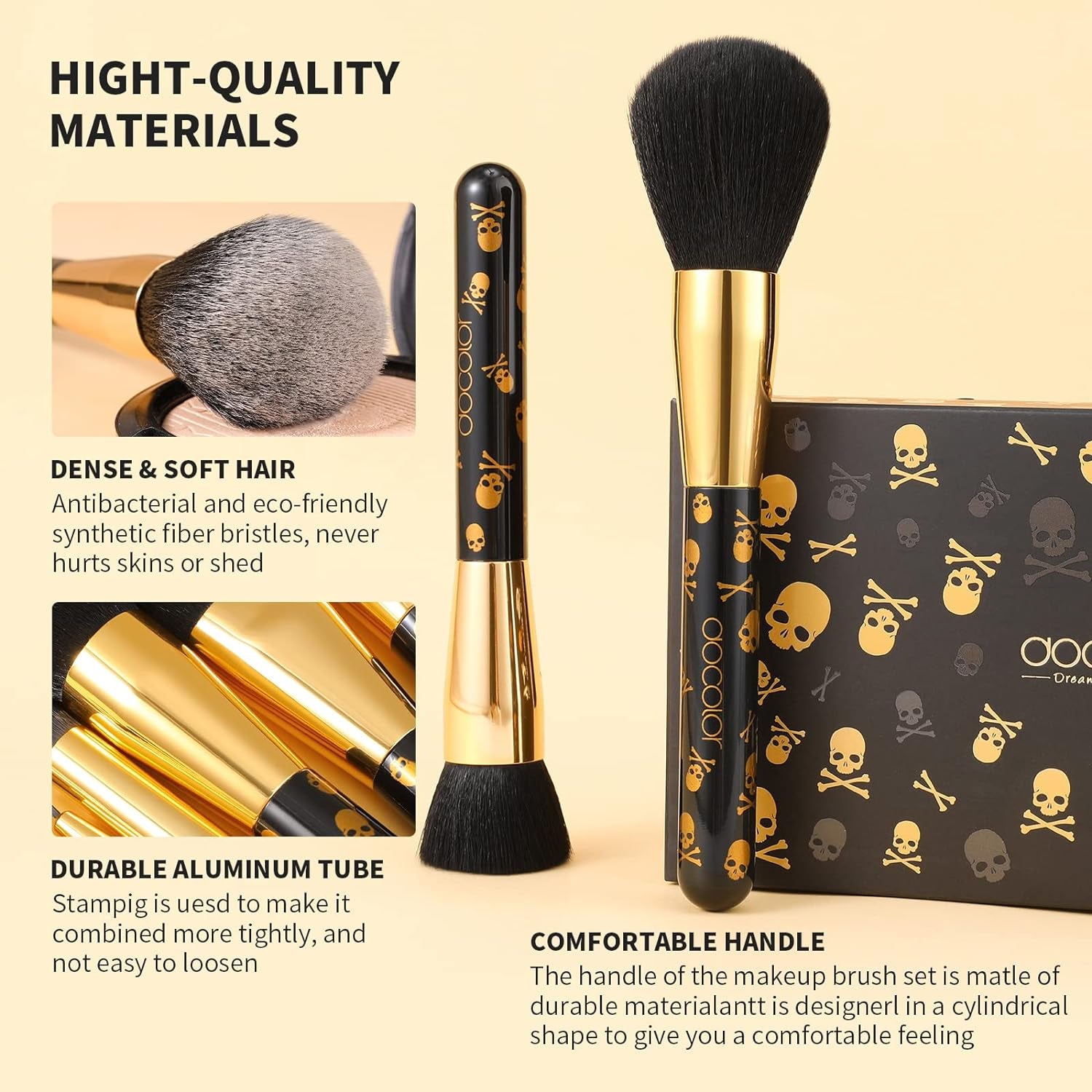 Skull Print Makeup Brush Set (12Pcs) 