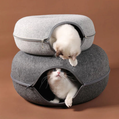 Donut Cat Bed & Tunnel – Dual-Use Interactive Toy for Kittens, Indoor Play & Training