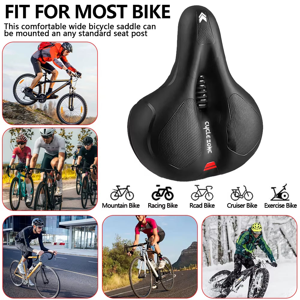 Hollow Breathable Bicycle Saddle | Comfortable Big Butt Bike Seat
