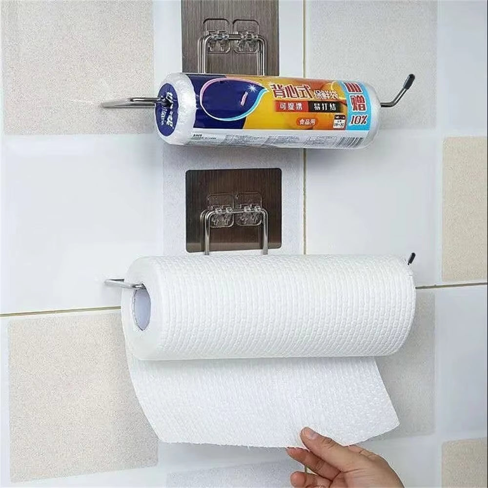 Multi-Purpose Adhesive Towel & Tissue Holder for Kitchen, Bathroom & Cabinets (2 PCS)