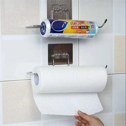Multi-Purpose Adhesive Towel & Tissue Holder for Kitchen, Bathroom & Cabinets (2 PCS)