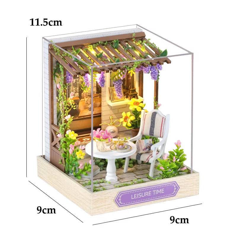 Mini DIY Dollhouse – 3D Puzzle Model with Furniture & LED Lights for Home Decoration & Gifts