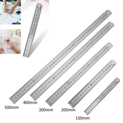 Stainless Steel Metal Straight Ruler Precision Double Sided Precision Measuring Tool Scale Metric Ruler Accessories 15-40Cm