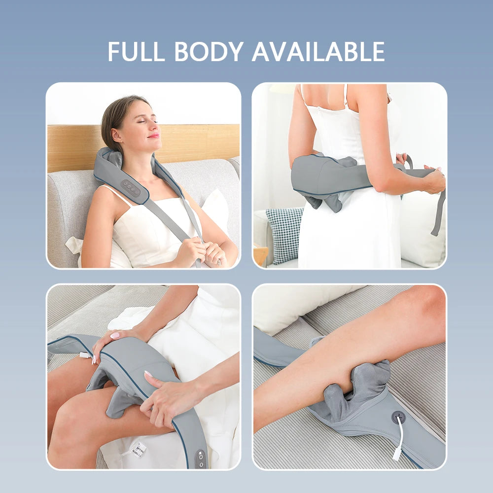 Wireless Neck & Shoulder Kneading Massager for Deep Muscle Relief