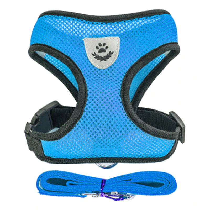 Adjustable Cat & Dog Harness Vest – Mesh Walking Leash for Small to Medium Pets