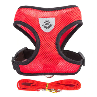 Adjustable Cat & Dog Harness Vest – Mesh Walking Leash for Small to Medium Pets