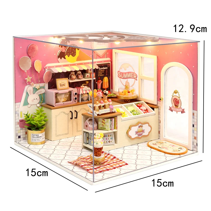 Mini DIY Dollhouse – 3D Puzzle Model with Furniture & LED Lights for Home Decoration & Gifts