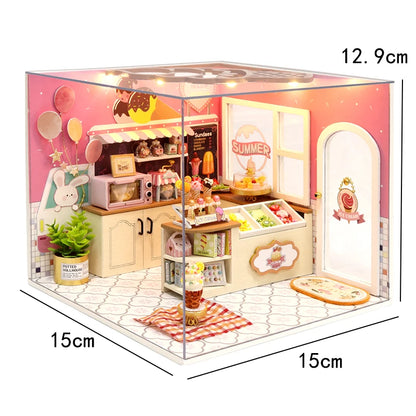 Mini DIY Dollhouse – 3D Puzzle Model with Furniture & LED Lights for Home Decoration & Gifts