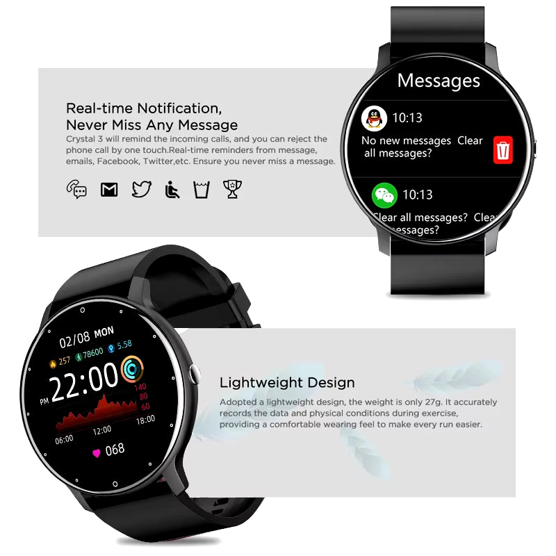 Smart Watch Women Men Ladies Gift Sport Fitness Men Watches Heart Rate Monitor Waterproof Smartwatch for Android IOS