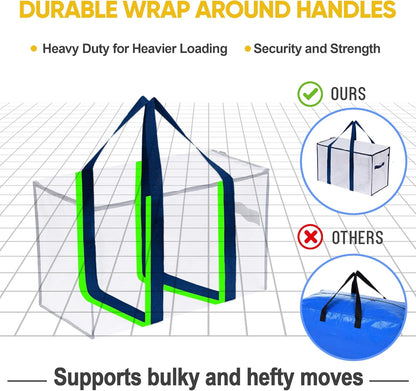 8-Pack Extra Large Moving & Storage Bags – Heavy-Duty, Water-Resistant Organizer Tote with Zipper and Label Pocket