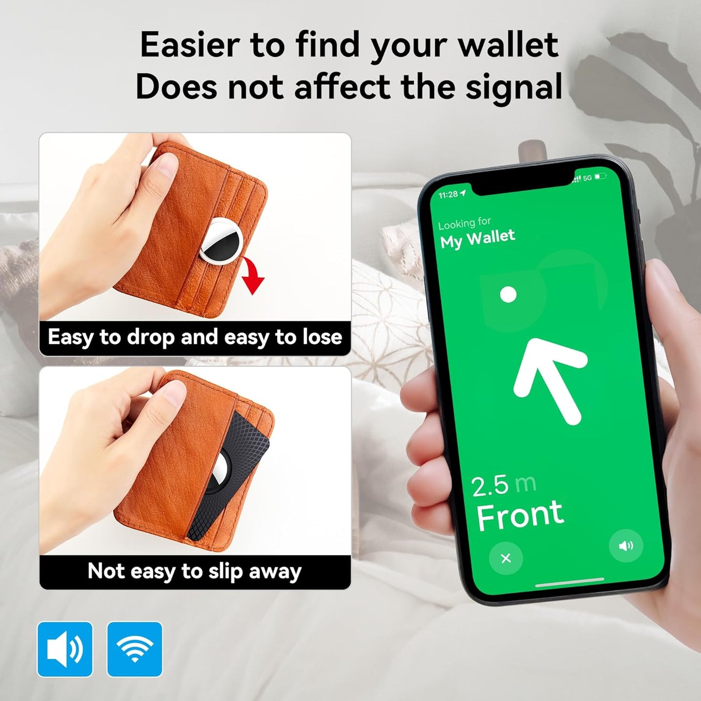 Airtag Wallet Holder – Ultra Thin Apple Airtag Card Case for Purse, Backpack & Handbag ( 2-Pack)