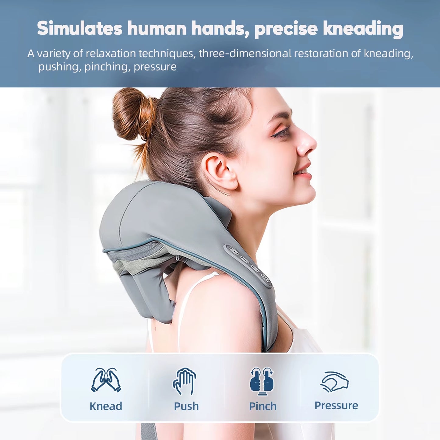 Wireless Neck & Shoulder Kneading Massager for Deep Muscle Relief