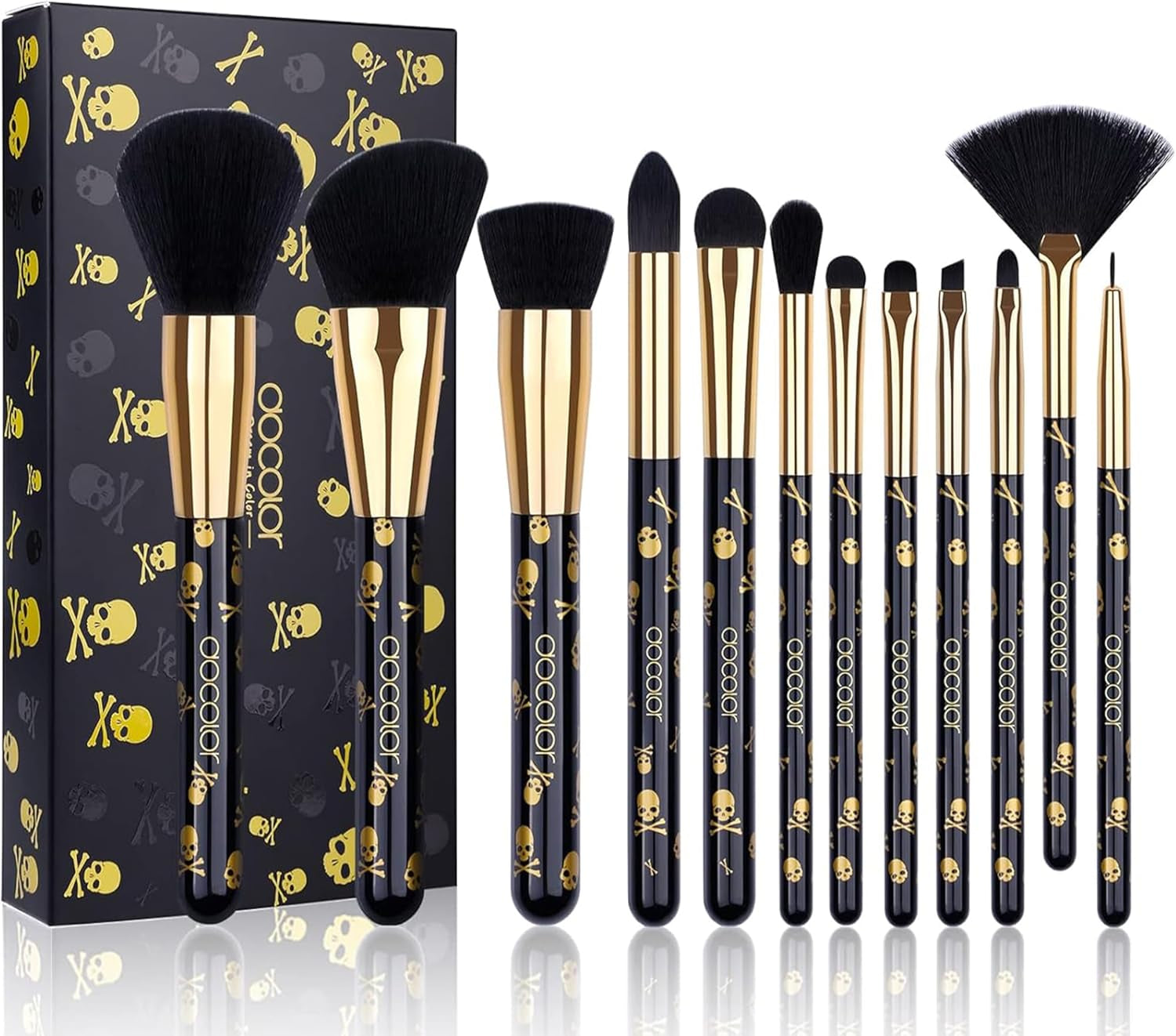 Skull Print Makeup Brush Set (12Pcs) 