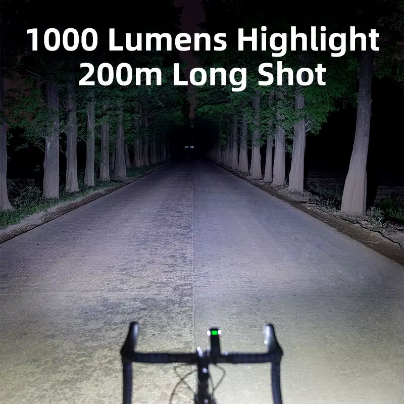1000 Lumen Bicycle Headlight – USB Rechargeable Bike Light & Power Bank for MTB & Road Cycling