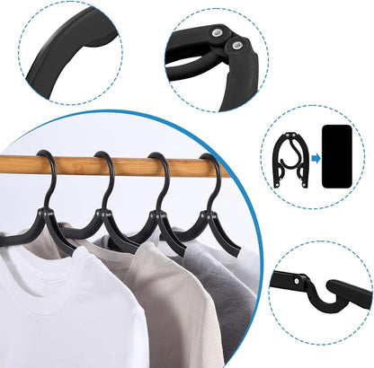 Travel Hangers - Portable Folding Clothes Hangers Travel Accessories Foldable Clothes Drying Rack for Trave (24 Pcs  - Black)