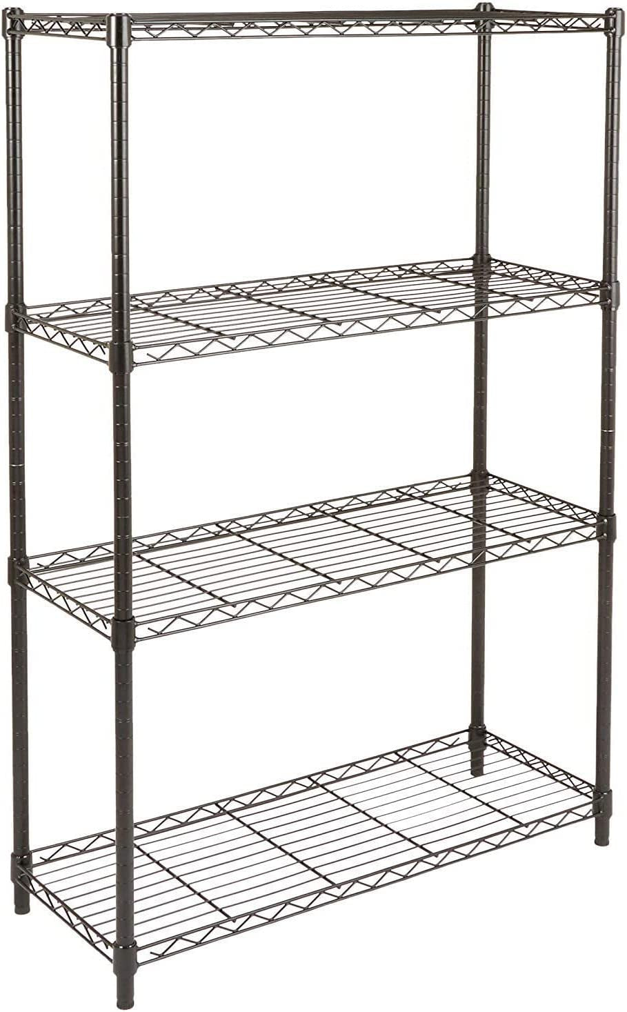 4-Shelf Adjustable Storage Unit – Black, 640 kg Max Load, Levelling Feet, 35.6×91.4×137.1 cm