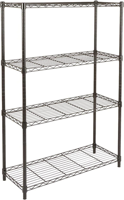 4-Shelf Adjustable Storage Unit – Black, 640 kg Max Load, Levelling Feet, 35.6×91.4×137.1 cm