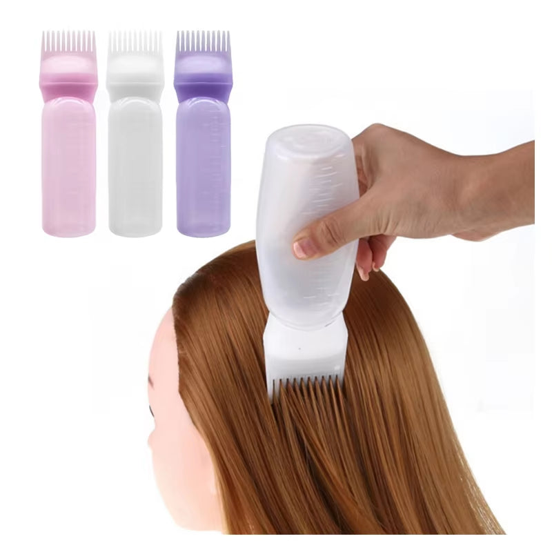 Salon Hair Oil & Dye Applicator Bottle with Comb – 3 Color Professional Tool