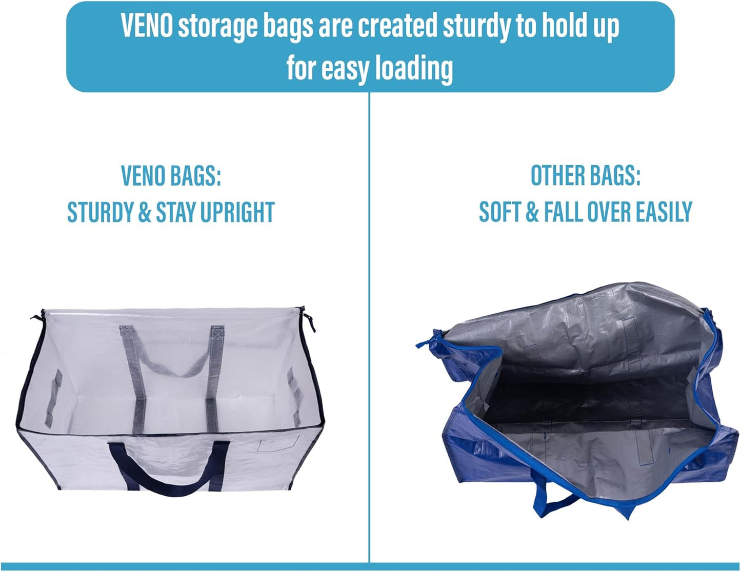 8-Pack Extra Large Moving & Storage Bags – Heavy-Duty, Water-Resistant Organizer Tote with Zipper and Label Pocket