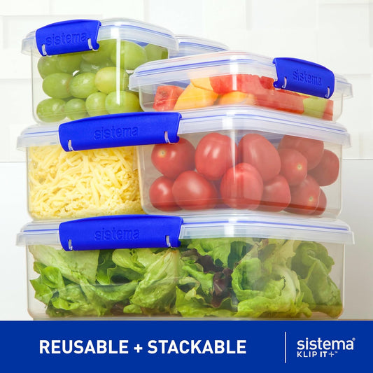 KLIP IT 7L Food Storage Container – Stackable, Airtight, BPA-Free Fridge & Freezer Box with Blue Lid Clip