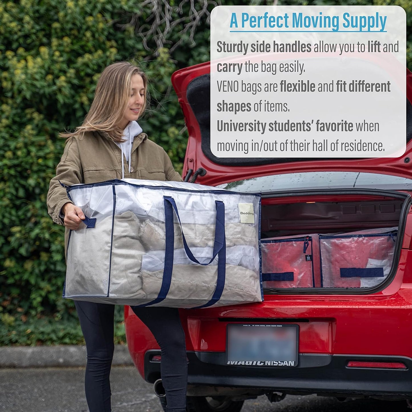 8-Pack Extra Large Moving & Storage Bags – Heavy-Duty, Water-Resistant Organizer Tote with Zipper and Label Pocket