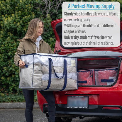 8-Pack Extra Large Moving & Storage Bags – Heavy-Duty, Water-Resistant Organizer Tote with Zipper and Label Pocket
