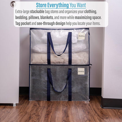 8-Pack Extra Large Moving & Storage Bags – Heavy-Duty, Water-Resistant Organizer Tote with Zipper and Label Pocket