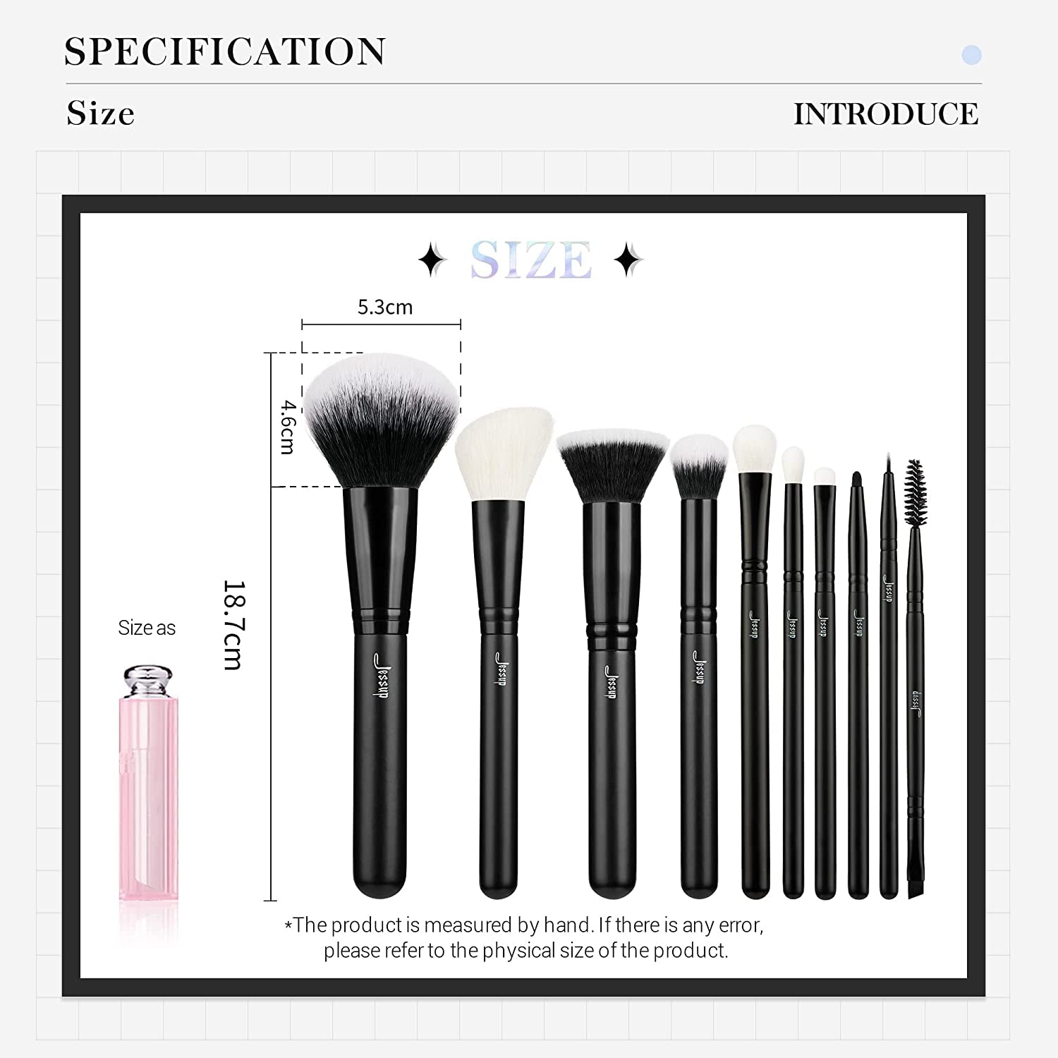 Black Makeup Brush Set (10 Pcs) with Natural Synthetic Hair 