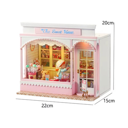 Mini DIY Dollhouse – 3D Puzzle Model with Furniture & LED Lights for Home Decoration & Gifts