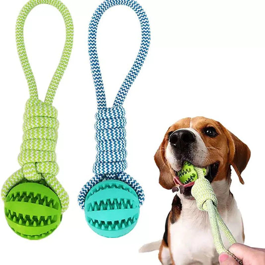 Interactive Dog Chew Toy – Hand Pull Food Ball with Woven Cotton Rope for Teeth Cleaning & Anti-Bite Play