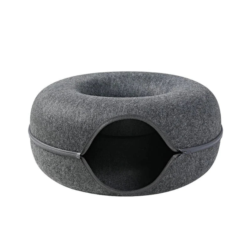 Donut Cat Bed & Tunnel – Dual-Use Interactive Toy for Kittens, Indoor Play & Training