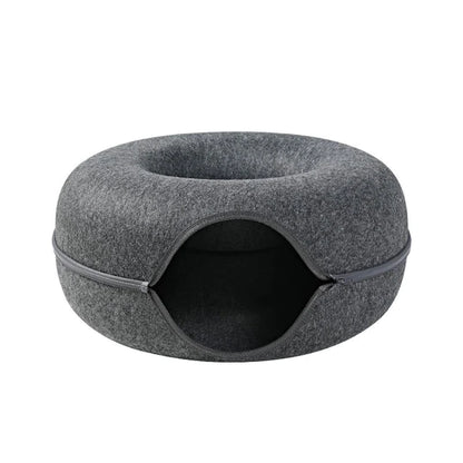 Donut Cat Bed & Tunnel – Dual-Use Interactive Toy for Kittens, Indoor Play & Training