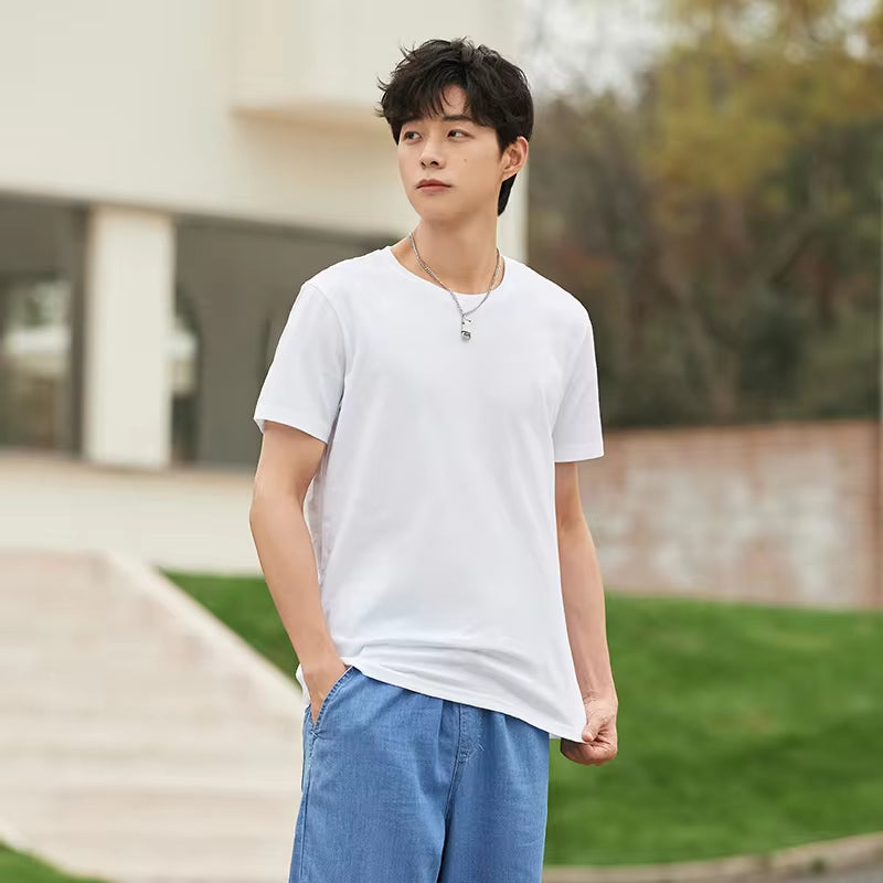 Men’s Summer Cotton Tees – Stretch Fit O-Neck Casual Streetwear