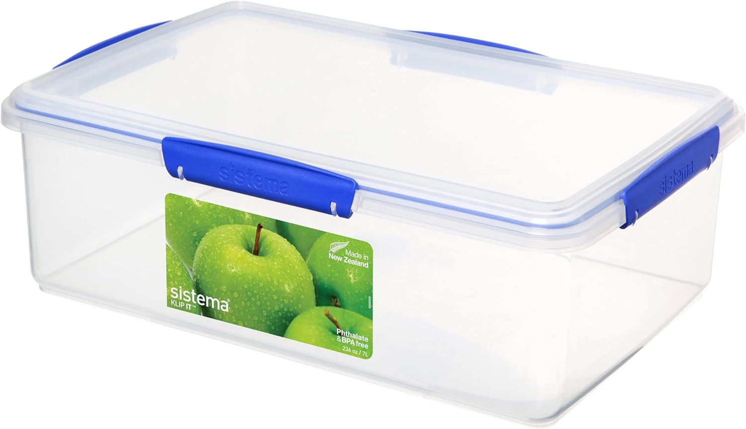 KLIP IT 7L Food Storage Container – Stackable, Airtight, BPA-Free Fridge & Freezer Box with Blue Lid Clip