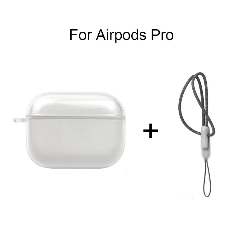 Clear Soft TPU AirPods Case – Shockproof Cover with Lanyard for AirPods 1/2/3/4 & Pro/Pro 2/Pro 3
