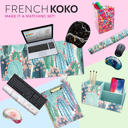 Large Pink Floral Desk Mat – XL Mouse Pad & Keyboard Pad for Office, School & Laptop Protection